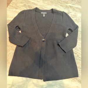 INC International Concepts Black Knit Cardigan Large Short Sleeve Button Front